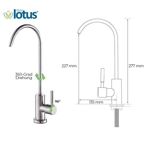 Einweg-Wasserhahn für Osmoseanlagen – Design Bogen 1/4" – Bild 2