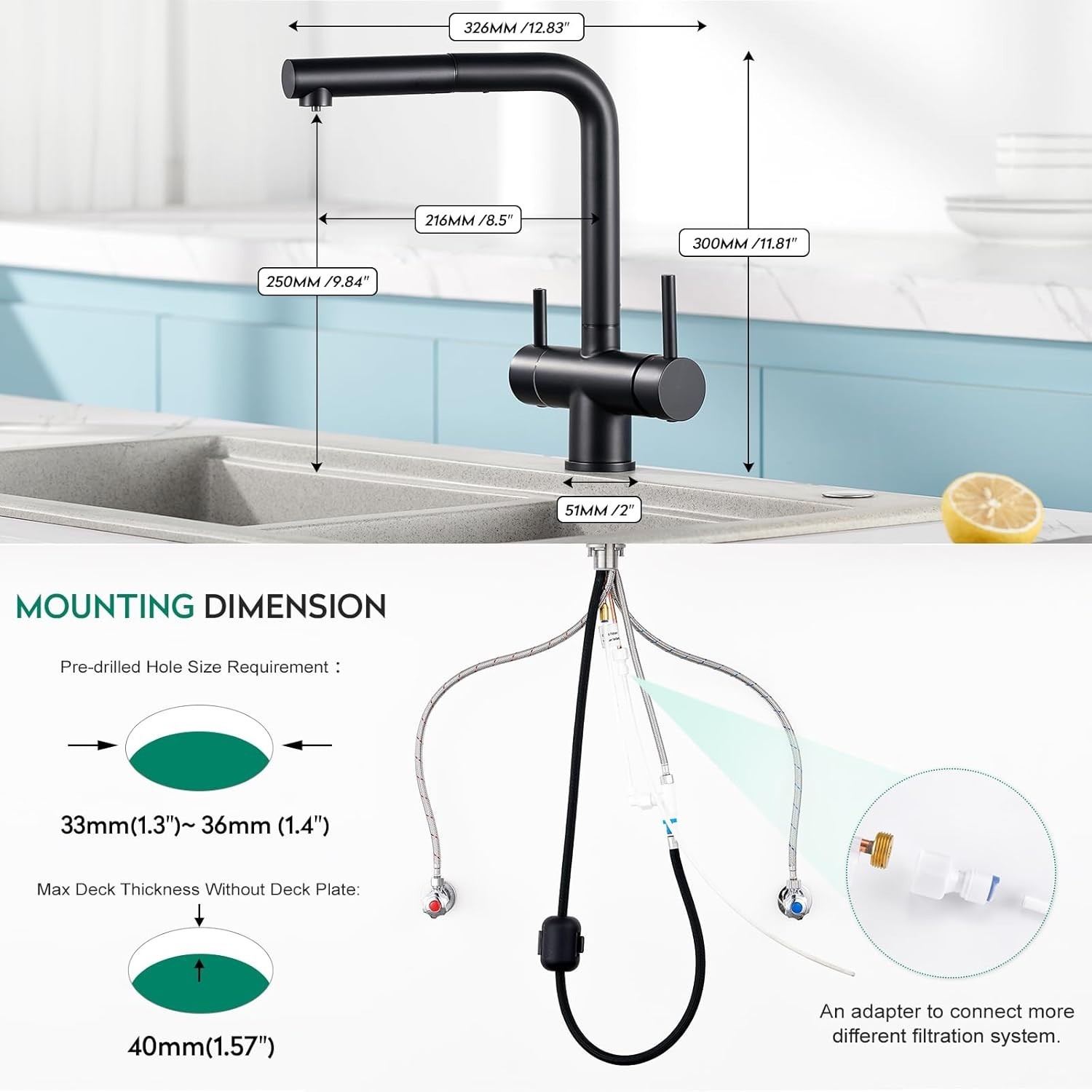Drei-Wege-Wasserhahn 3-in-1 ausziehbar – Modell 109362 – Bild 6